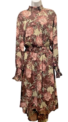Nanette Lepore Longt Dress Size 16 Floral Print Long Sleeve Elastic Waist Flowy - Image 1 of 4