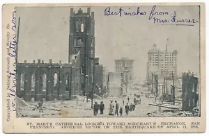 California Street San Francisco CA Terremoto Antiguo Intercambio de la Catedral de Santa María - Imagen 1 de 2