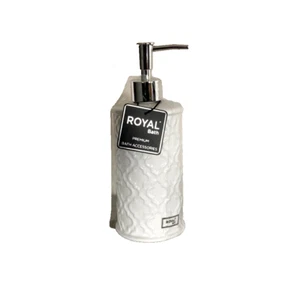 Royal Bath White Embossed Ceramic Bathroom 8" Soap Dispenser - New!! - Picture 1 of 2