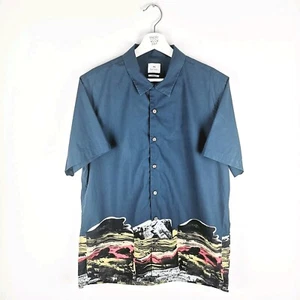 Paul Smith Mens Shirt Blue Large Casual Fit Landscape Graphic Print PS - Picture 1 of 18