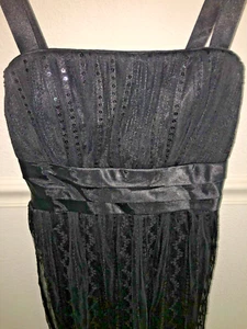 WOMENS JUNIORS BLACK NET SEQUIN BRIDESMAID COCKTAIL DRESS SIZE 6 30"-34" - Picture 1 of 5
