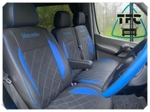 SEAT COVERS FOR Mercedes Sprinter Front Tailored Black Bentley Diamond Quilted - Picture 1 of 4