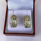 2Ct Round Baguette Real Moissanite Women's Hoop Earrings 14k Yellow Gold Plated