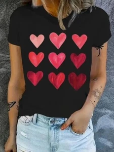 Women's Black Shirt Hearted Detail - Picture 1 of 4