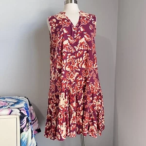 Nine West Womens Size XXL Sleeveless V-Neck Multicolor Abstract Drop Waist Dress - Picture 1 of 14