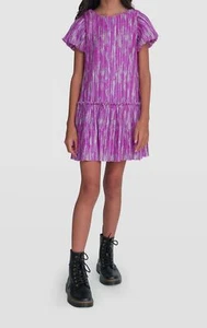 $195 Zoe Ltd Kids Girl's Pink Metallic Rlayla Fringe Pleated Dress Size 16 - Picture 1 of 2