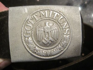 WEHRMACHT BELT BUCKLE, EARLY 2-PIECE PARADE BUCKLE & BELT, WW2 GERMAN ISSUE - Picture 1 of 9
