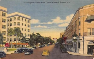 Postcard FL: Lafayette Street, Tampa, Florida, Vintage Linen 1940's - Picture 1 of 2
