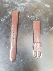 Uhrenarmband 14 mm dunkelkirschbraun mit goldener Schließe - Bild 1 von 4