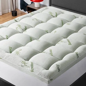 Bamboo Pillow Top Mattress Pad Extra Thick Topper Queen Size Cooling Soft Cover - Picture 1 of 6