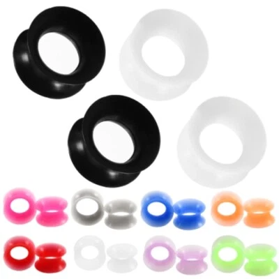 1 x Par de túneles de silicona flexibles delgados para orejas piercing joyería tapones medidores Foto 1 de 2