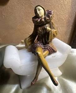 Gold ANTIQUE JB HIRSCH ART DECO PIERROT HARLEQUIN MARBLE BASE BOOKEND AS IS 1920 - Picture 1 of 24