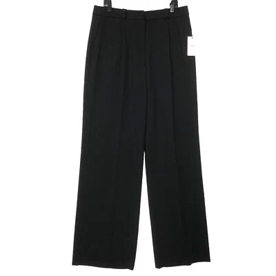 Calça social Armani Collezioni feminina tamanho 12 preta poliéster banda larga nova com etiquetas $595 - Imagem 1 de 4