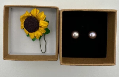 Pérolas de água doce naturais roxas - 8 mm e prata esterlina 925 - Presente especial - Imagem 1 de 3