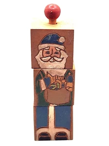 Vintage Santa Clause Christmas Holiday 3 Block Turning Puzzle - Picture 1 of 4