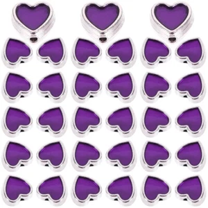 100PCS DIY Loose Beads Heart Spacer Beads Enamel Heart Charm Beads Jewelry - Picture 1 of 12