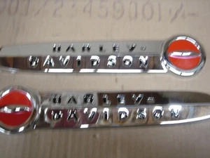 Harley Davidson  OEM 61769-47T 1947-1950 GAS TANK NAMEPLATES Free Shipping - Picture 1 of 2