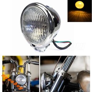 Motorcycle 4.5" Bates Style Headlight Clear Lens For Harley Choppers Cafe Racer