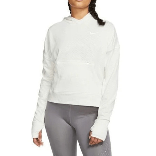 SACAI Nike Pullover Donna Running Felpa con Cappuccio Manica Lunga Hyperwarm Therma Bianco Panna S