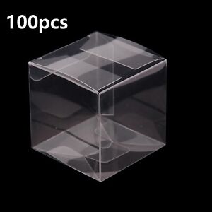100Pcs Wedding Favor Box Plastic Sweet Transparent PVC Cube Cake Gift Candy Bags