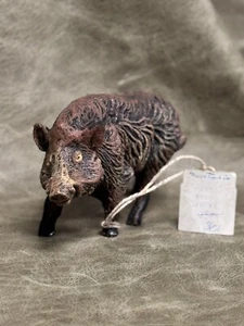 VINTAGE ELASTOLIN / LINEOL MARKED GERMANY WILD BOAR COMPOSITION FIGURINE & TAG - Picture 1 of 5
