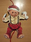 Hampelmann Teddybär Weihnachtsmann aus Holz Top 80/90 iger  17 x 13 cm