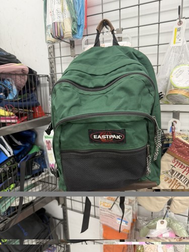 Vintage 90's Eastpak Backpack Book Bag Black Red Nubuck Bottom EUC