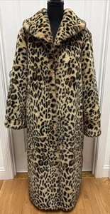 Vintage Pamela McCoy Leopard Faux Fur Full Length Coat - Picture 1 of 11