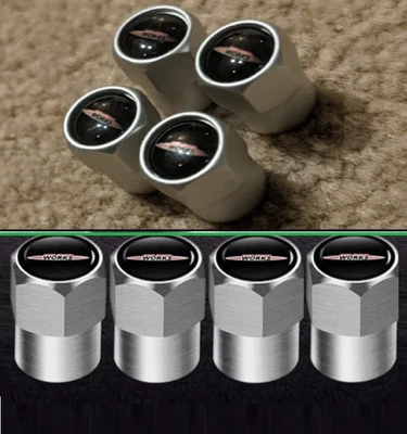 F70 MINI Cooper S Countryman JCW Metal Hexagonal Dust Valve Cap Covers Silver - Image 1 of 4