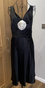 Monsoon Black Silk Mix Liquid Great Gatsby 1920’s 30’s Slip Dress Size 10 - Picture 1 of 9