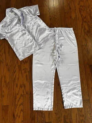 OSCAR de la RENTA Mujer Pijama Mediano Lila Camisa Pantalones Dormir Pjs Satinado Logo Foto 1 de 4