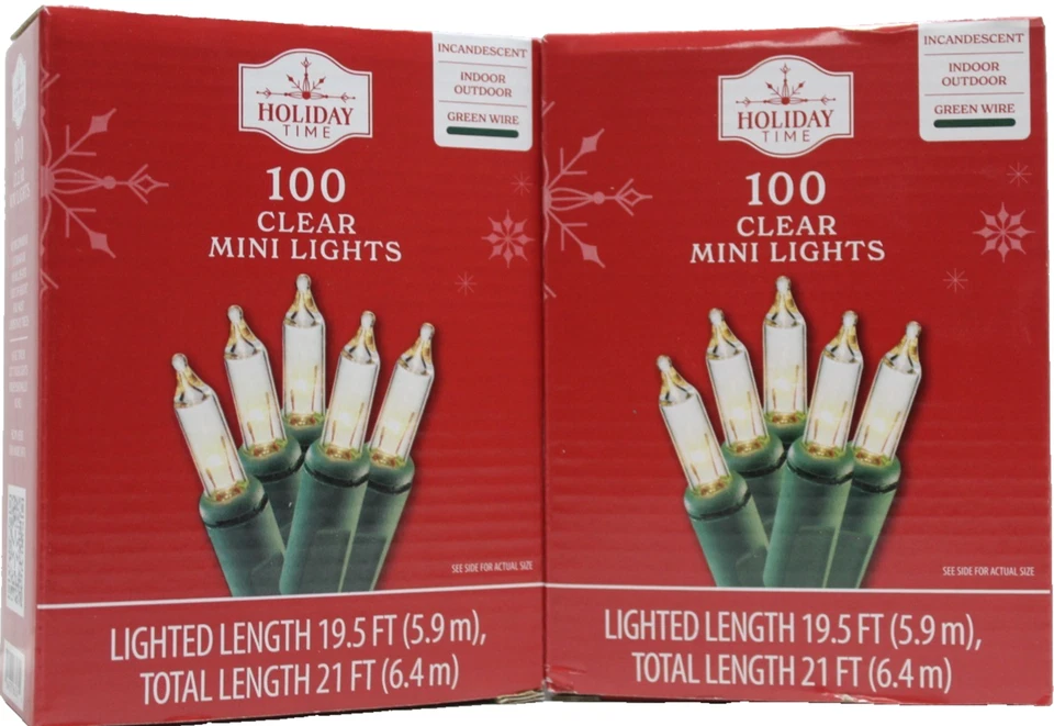 2 PK Holiday Time Incandescent Christmas String Light 21"  Clear. 100-Count - Image 1 of 2