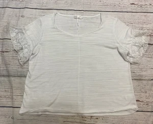 Top retrologico blusa donna bianco pizzo maniche con volant taglia PL - Foto 1 di 7