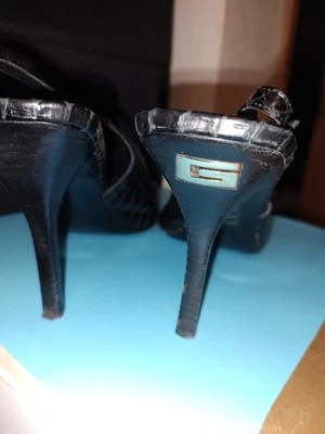 Gucci by Tom Ford S/S 1998 Black Crocodile Crystal G Slingback Pumps 10B Dustb. - Image 1 of 4