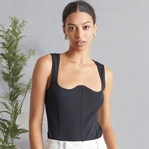 Who What Wear Haley Corset Bodysuit Top Sleeveless Sweetheart Neckline Black XS - Picture 1 of 10
