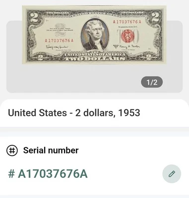 1963 a $2 Two Dollar Red Seal US Note Henry H. Fowler! Uncirculated!!! - Image 1 of 4