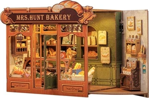 Libro fai da te Nook Mrs Hunt panetteria casa delle bambole in legno kit libreria in miniatura - Foto 1 di 7