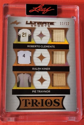 Roberto Clemente GAME USED BAT CARD #11/12 Pie Traynor Ralph Kiner LEAF ULTIMATE - Image 1 of 2