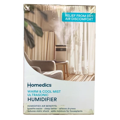 Homedics Warm and Cool Mist Ultrasonic Humidifier, 1.24 Gal. Top-Fill Tank - Image 1 of 2