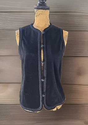 Vintage 70s Act 3 Black Crushed Velvet Vest  Gorgeous!  - Image 1 of 4