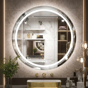 XL Round LED Bathroom Sensor Lighted Mirror Demister Salon Studio Hardwire/ Plug - Picture 1 of 18