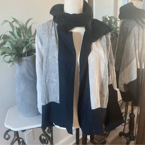 Ivan Grundahl Color Block Linen Jacket Art To Wear Lagenlook Scandinavian L - Picture 1 of 7