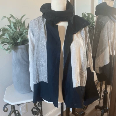 Ivan Grundahl Color Block Linen Jacket Art To Wear Lagenlook Scandinavian L - Image 1 of 4