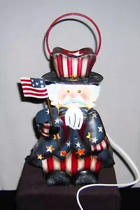 Candela di latta/lanterna elettrica vintage 2002 interni casa zio Sam patriottica 14"T - Foto 1 di 15