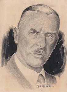 1936 Press Photo Cartoon Artist Drawing of German Novelist Thomas Mann - Picture 1 of 2