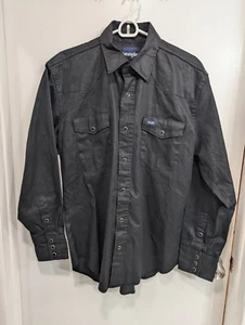 Vintage 90s Wrangler Solid Black BRUSHPOPPER Cowboy Western PEARL SNAP Rodeo Shirt L - Bild 1 von 9