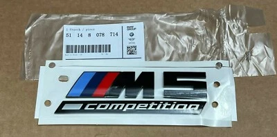 BMW F90 M5 Competition Genuine Rear Trunk BLACK Emblem Decal Badge NEW OE - Image 1 of 2