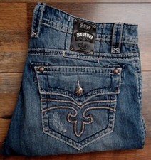 ROCK REVIVAL BILLY SZ 40 (41W×26L) STRAIGHT EMBROIDERED BUTTON PKTS JEANS EUC 