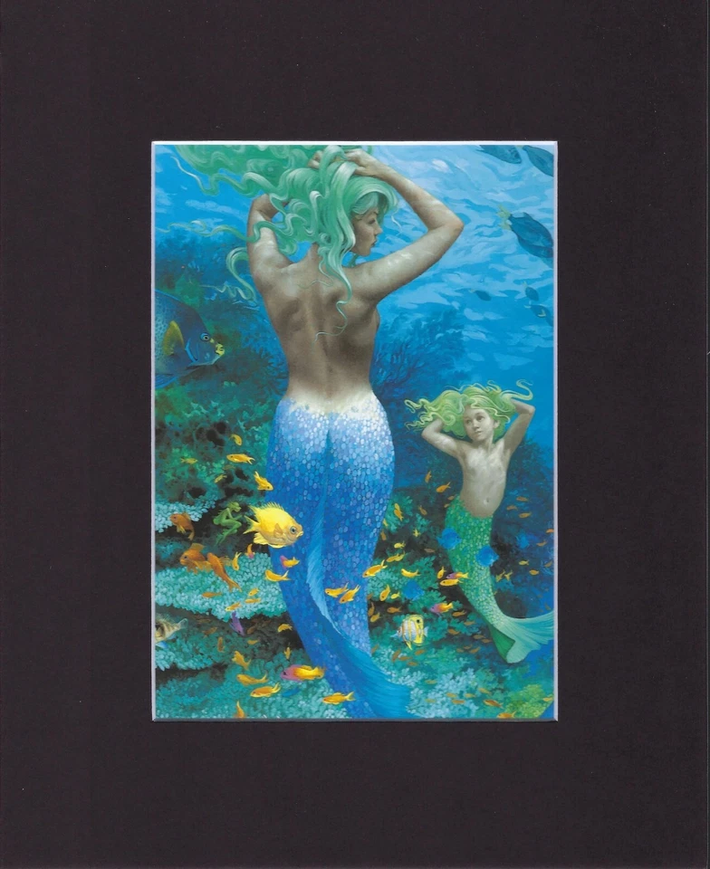 8X10 Matted Print Art fits James C Christensen, Voyage of Basset: Mermaids 2 - Image 1 of 1