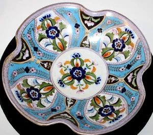 Morimura Nippon Porcelain Bowl Art Deco Floral Hand Painted Blue Lavender Green - Picture 1 of 4